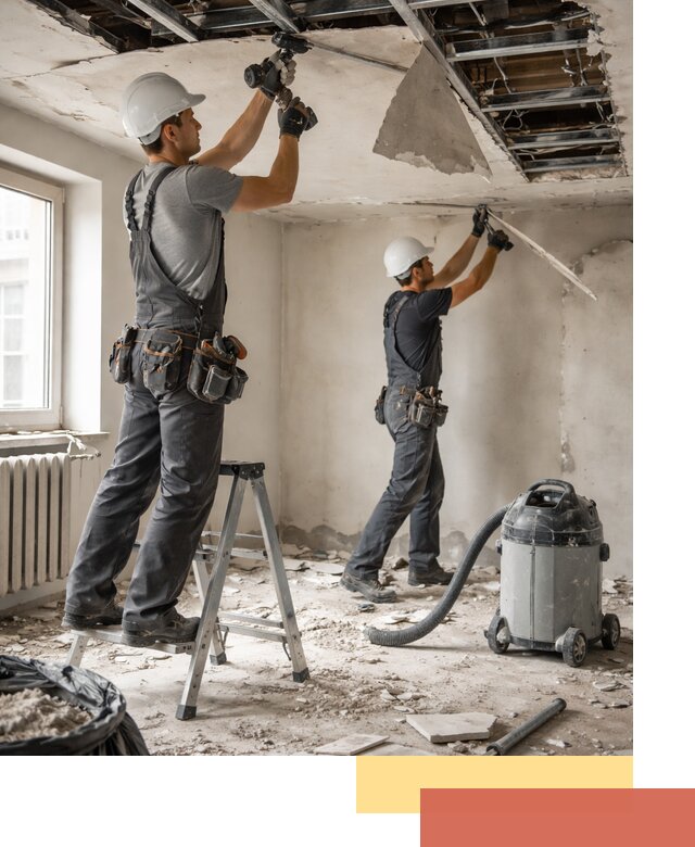 Демонтаж гипсокартонного потолка в Людиново быстро и аккуратно