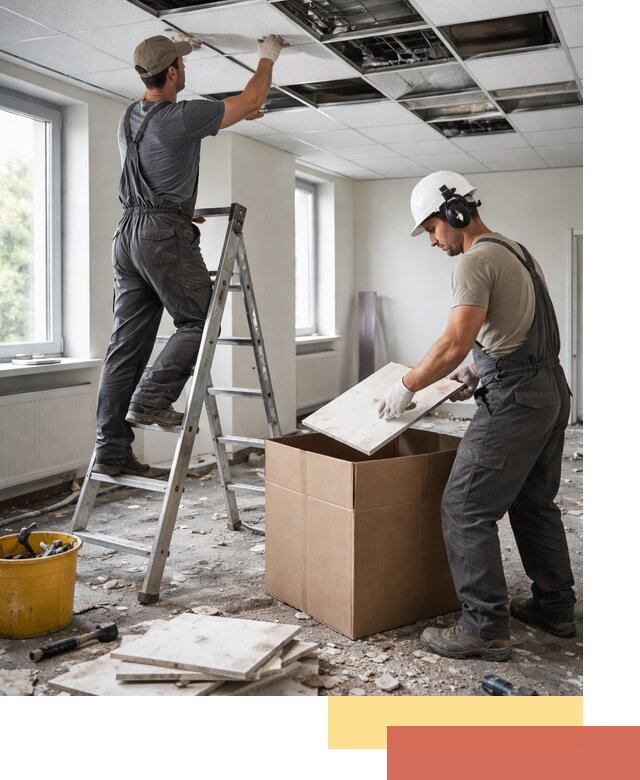 Демонтаж потолочной плитки в Людиново быстро и аккуратно