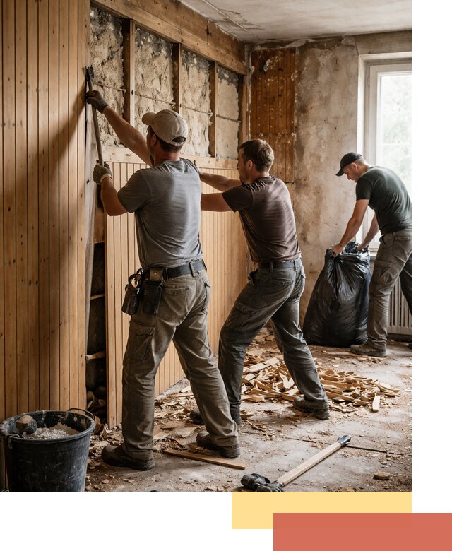 Демонтаж вагонки и вывоз материалов в Людиново