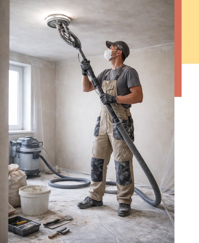 Шлифовка потолка в Людиново от 3562 руб. — услуги шлифования потолка | ОТДЕЛОЧНИК-Люд