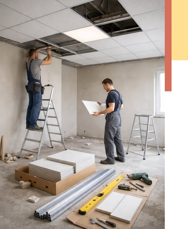 Монтаж потолка армстронг в Людиново от 4580 руб/м2 — быстрая установка под ключ | ОТДЕЛОЧНИК-Люд