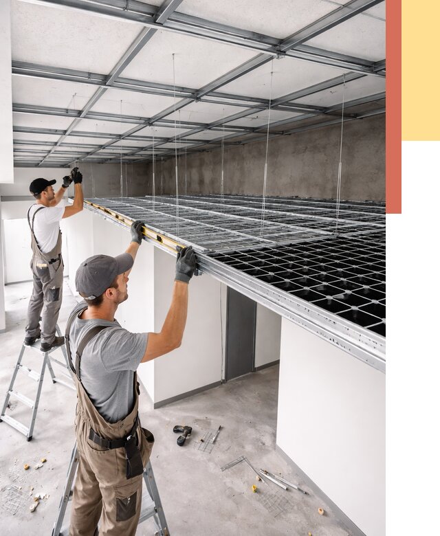 Монтаж потолка грильято в Людиново от 458 руб./м² — быстрая сборка под ключ | ОТДЕЛОЧНИК-Люд