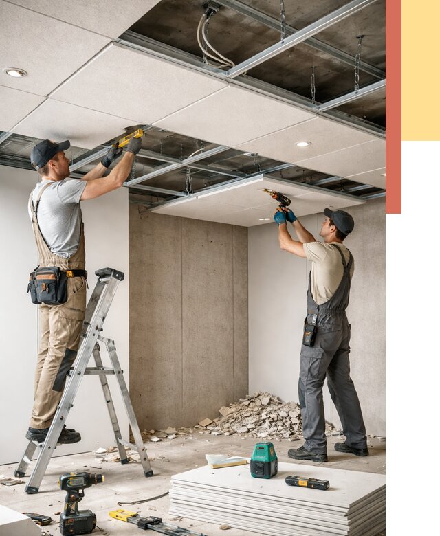 Монтаж акустического потолка в Людиново от 6616 руб/м2 — быстро и недорого | ОТДЕЛОЧНИК-Люд