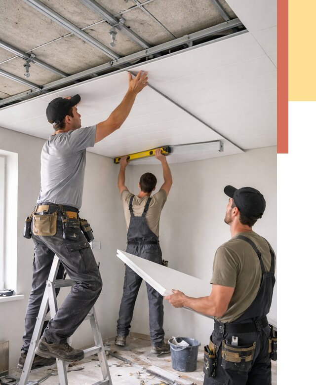 Монтаж потолка из ПВХ панелей в Людиново от 3562 руб./м2 — быстро и недорого | ОТДЕЛОЧНИК-Люд