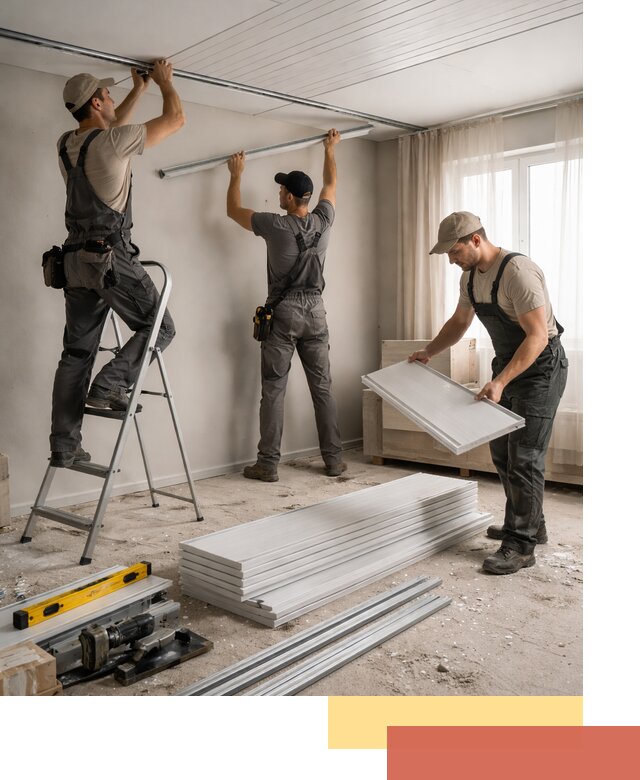 Монтаж потолка из ПВХ панелей в Людиново оперативно и качественно