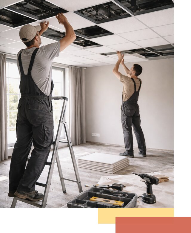 Замена плит подвесного потолка в Людиново быстро и качественно