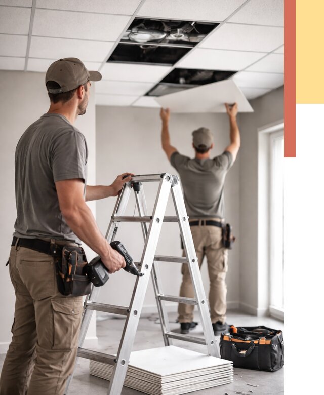 Обслуживание подвесного потолка в Людиново от 3562 руб. — быстро и недорого | ОТДЕЛОЧНИК-Люд