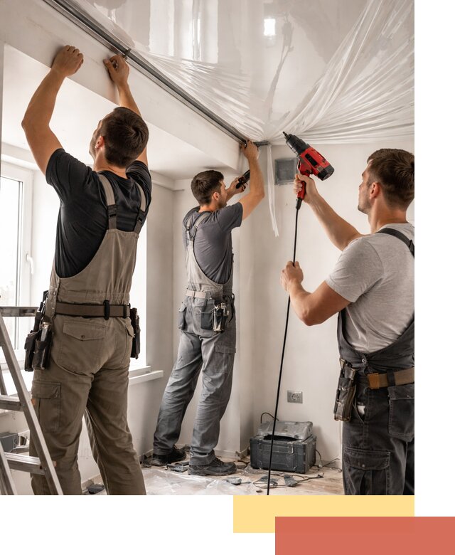 Монтаж глянцевого натяжного потолка в Людиново быстро и качественно