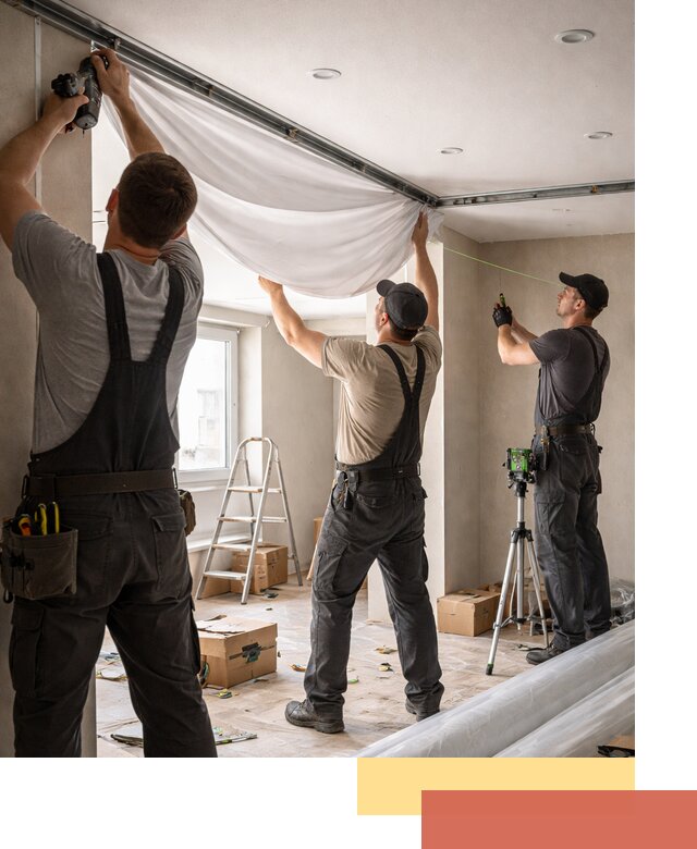 Монтаж парящего натяжного потолка под ключ в Людиново