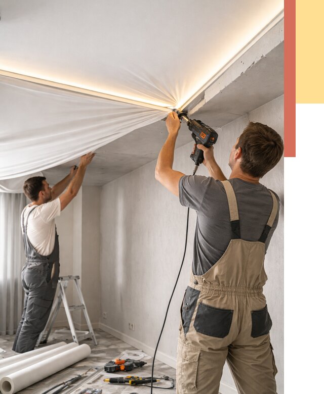 Монтаж натяжного потолка с подсветкой в Людиново от 967 руб. | ОТДЕЛОЧНИК-Люд