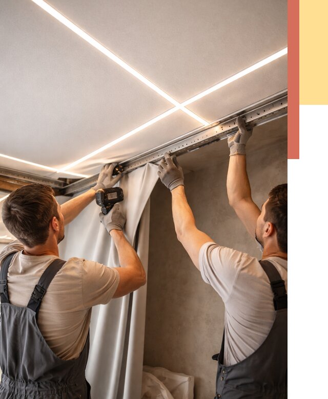 Монтаж натяжного потолка со световыми линиями в Людиново от 1221 руб. | ОТДЕЛОЧНИК-Люд