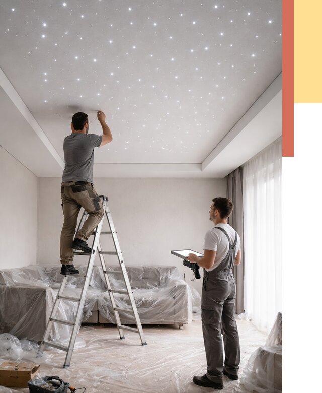 Монтаж натяжного потолка «звездное небо» в Людиново от 6616 руб. | ОТДЕЛОЧНИК-Люд