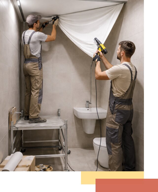 Монтаж натяжного потолка в санузле в Людиново