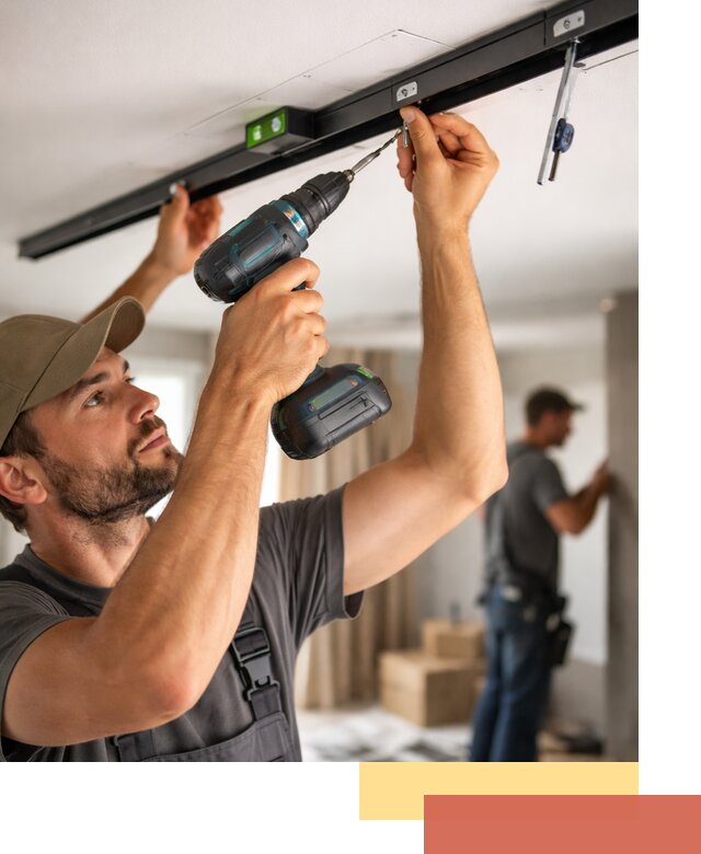 Установка трековых светильников в натяжной потолок в Людиново