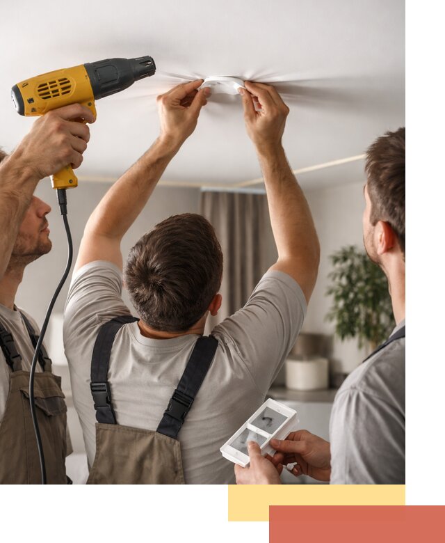 Ремонт прокола полотна натяжного потолка в Людиново