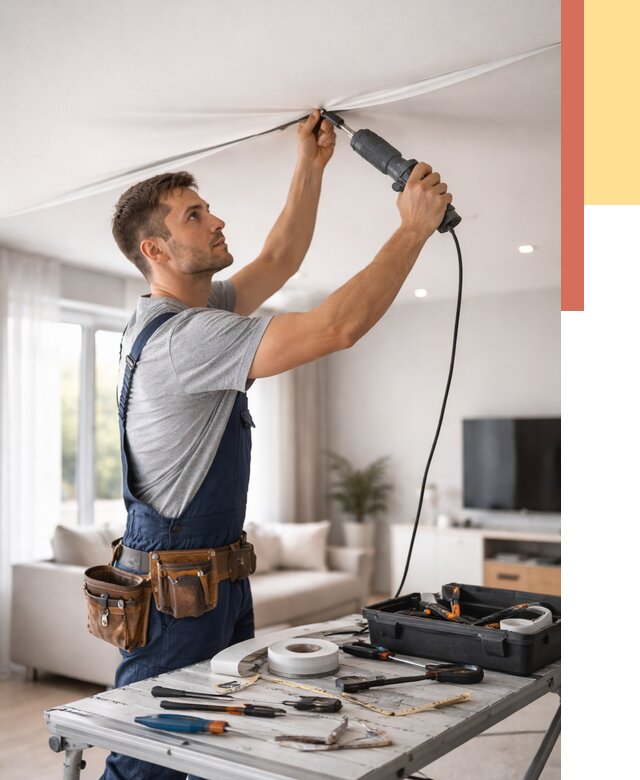 Ремонт натяжных потолков в Людиново от 9669 руб. под ключ — ОТДЕЛОЧНИК-Люд