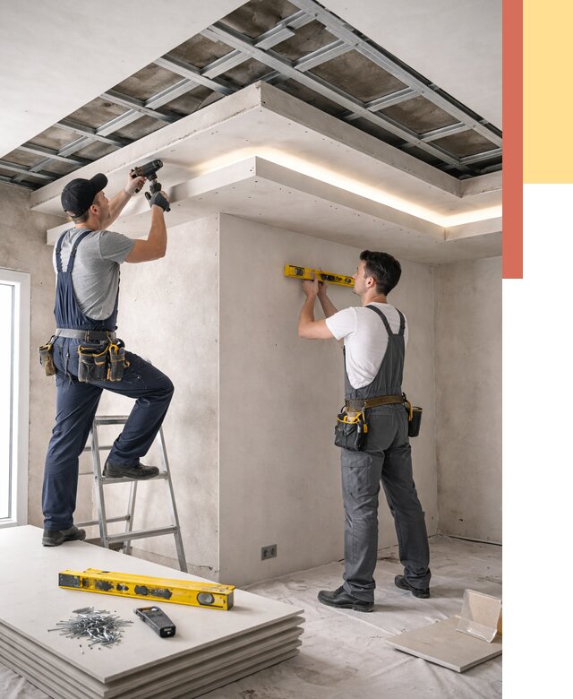 Двухуровневый потолок из гипсокартона в Людиново от 1476 руб. под ключ | ОТДЕЛОЧНИК-Люд