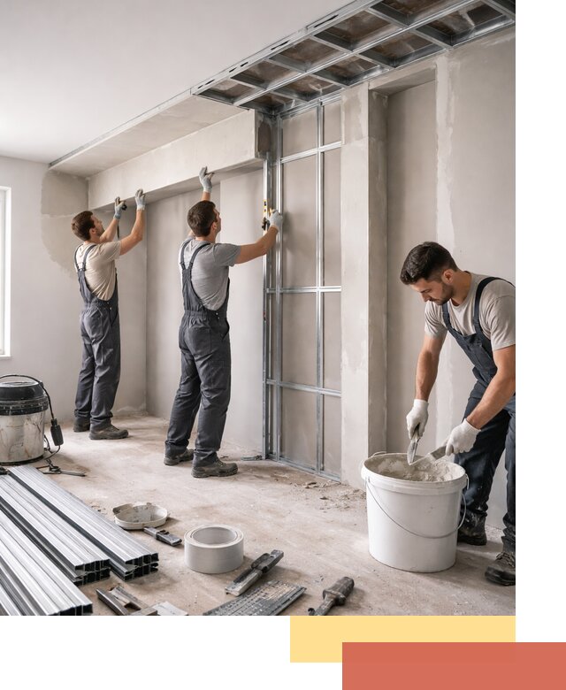 Монтаж потолка из гипсокартона с нишей в Людиново