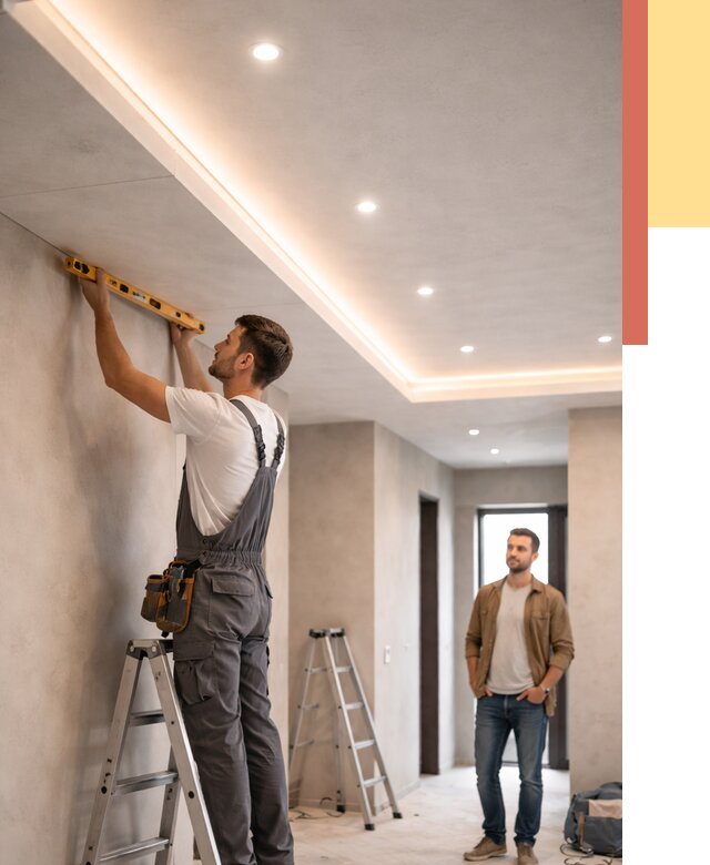 Потолок из гипсокартона с подсветкой в Людиново от 763 руб./м2 под ключ | ОТДЕЛОЧНИК-Люд