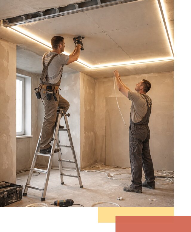 Потолок из гипсокартона с подсветкой в Людиново