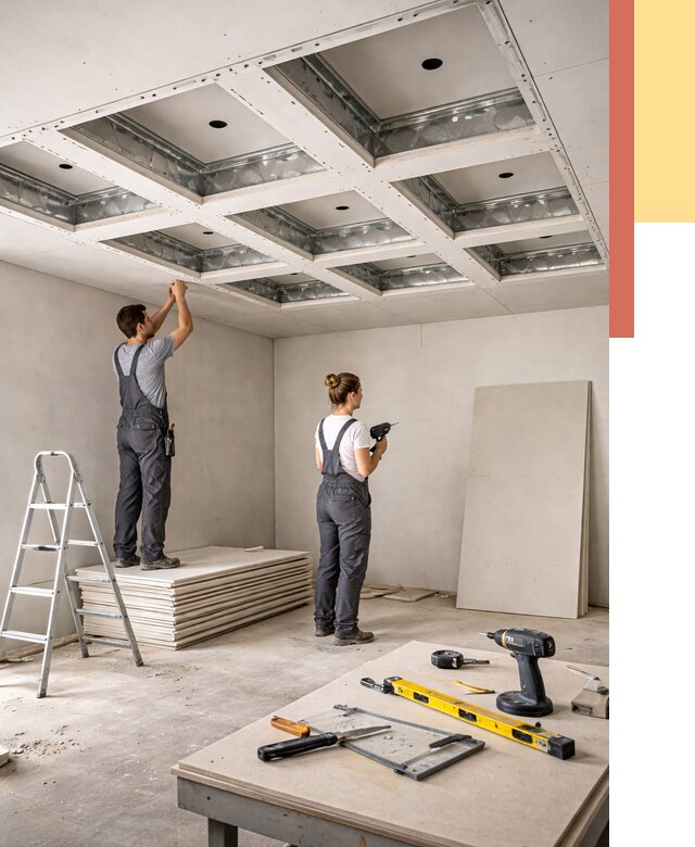 Кессонный потолок из гипсокартона в Людиново от 1883 руб. — монтаж и под ключ | ОТДЕЛОЧНИК-Люд