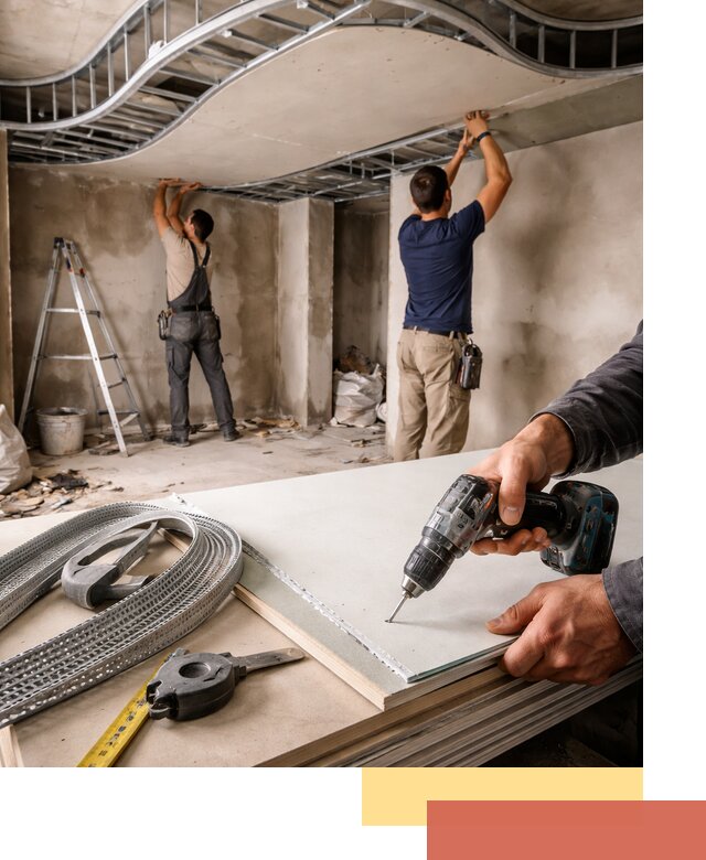 Криволинейный потолок из гипсокартона в Людиново — монтаж и отделка