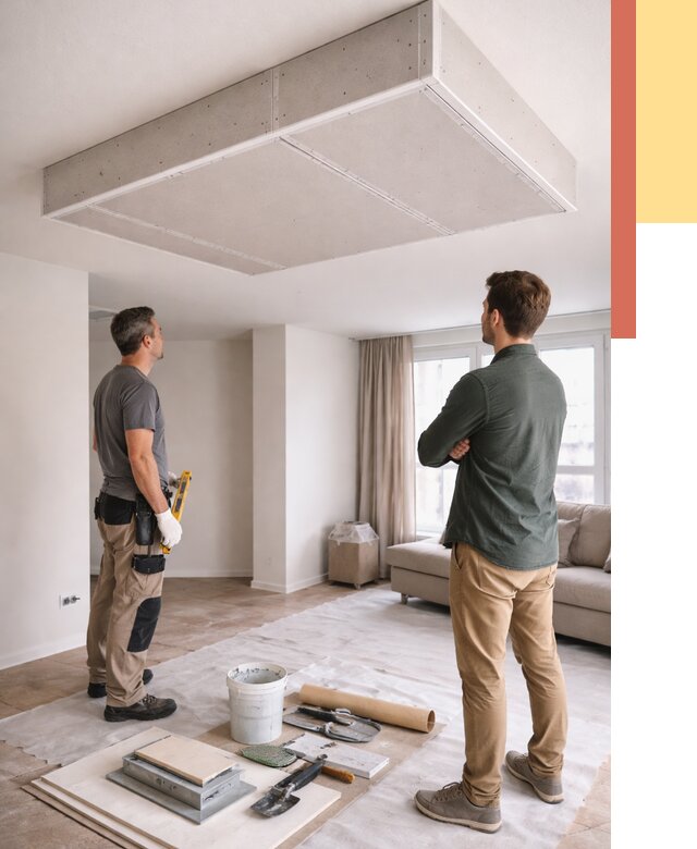 Короб на потолке из гипсокартона в Людиново от 2239 руб. — монтаж и услуги под ключ | ОТДЕЛОЧНИК-Люд