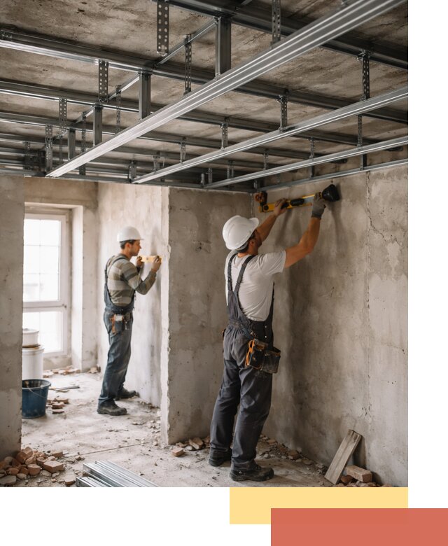 Монтаж каркаса потолка из профильного профиля в Людиново