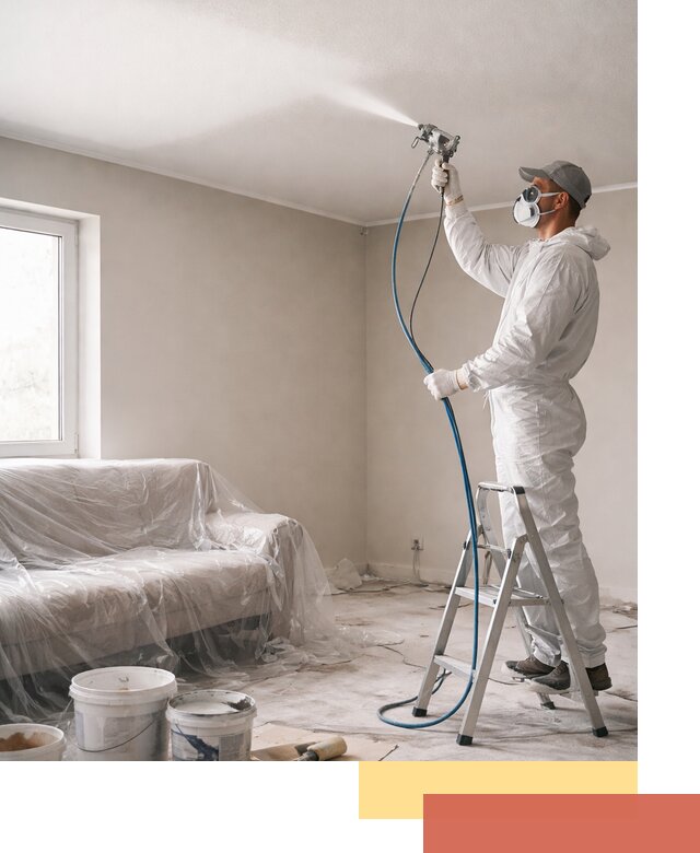 Покраска потолка краскопультом в Людиново быстро и качественно