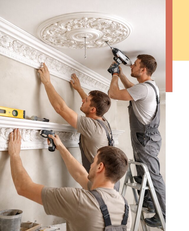 Монтаж лепнины на потолок в Людиново от 3257 руб. быстро и недорого | ОТДЕЛОЧНИК-Люд